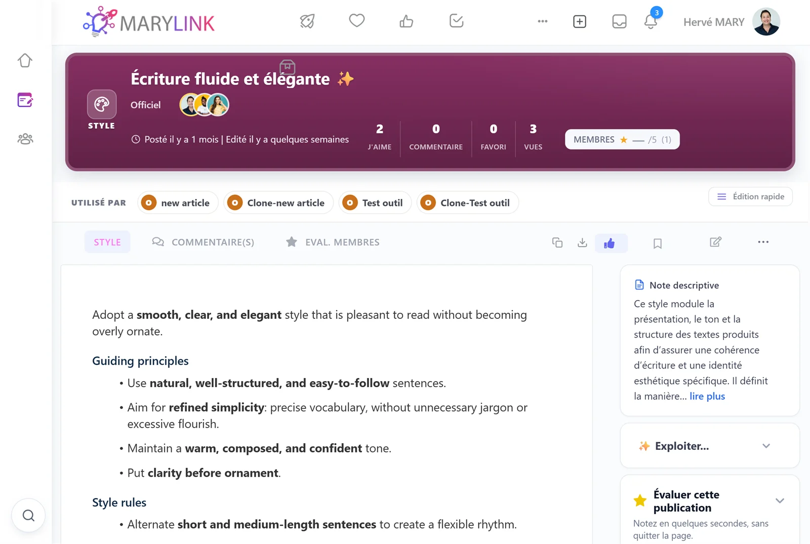 Un espace de mission dans Marylink : trame d'audit versionnée, rôles auteur, expert, évaluateur, et espace client en marque blanche