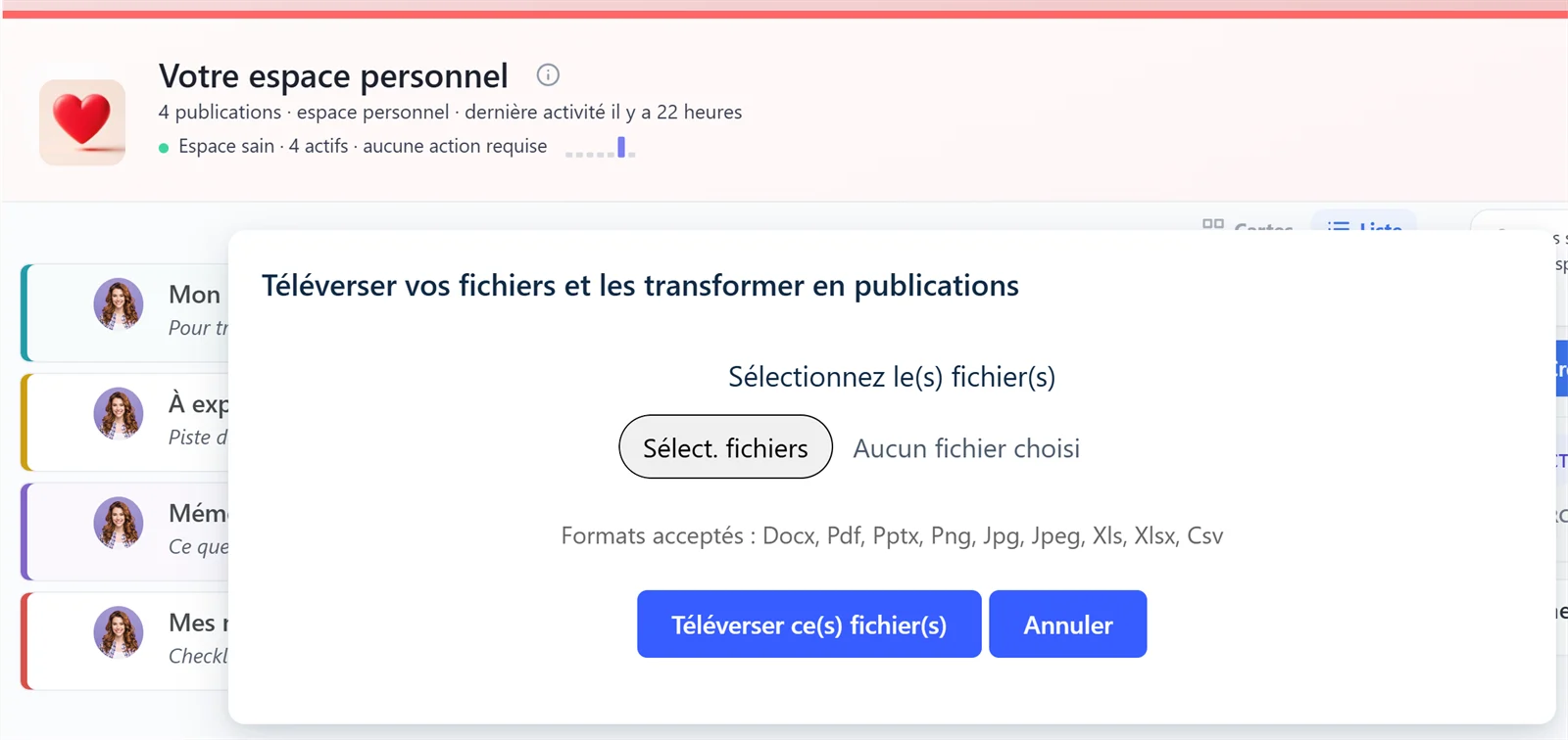 Marylink transforme des fichiers déposés (Word, PDF, PowerPoint, Excel…) en publications structurées
